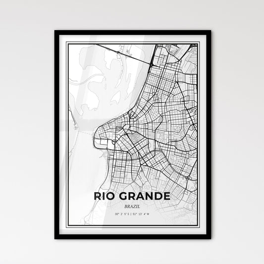 Rio Grande Brazil - Scandinavian Style City Map for Modern Home Decor