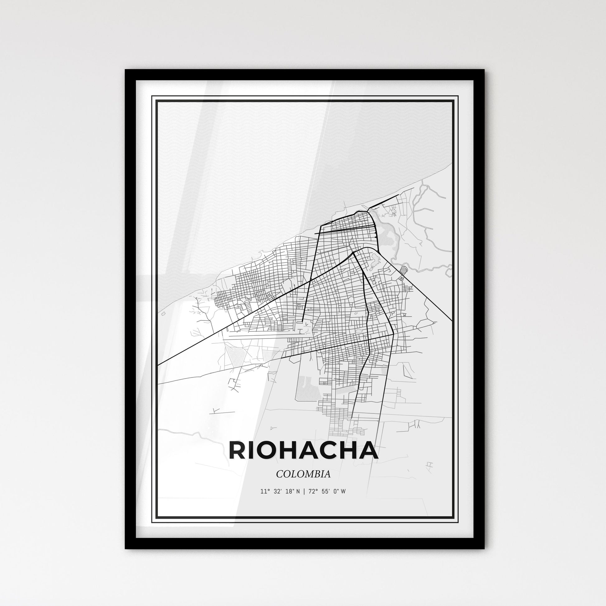 Riohacha Colombia - Scandinavian Style City Map for Modern Home Decor