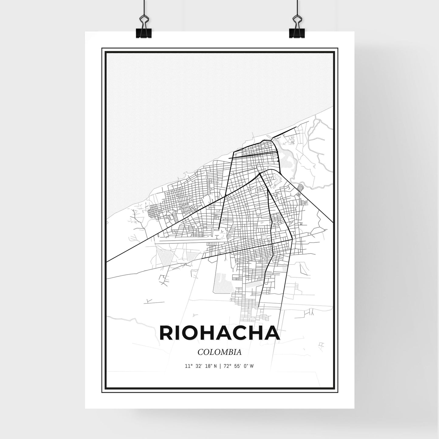 Riohacha Colombia - Premium City Map Poster