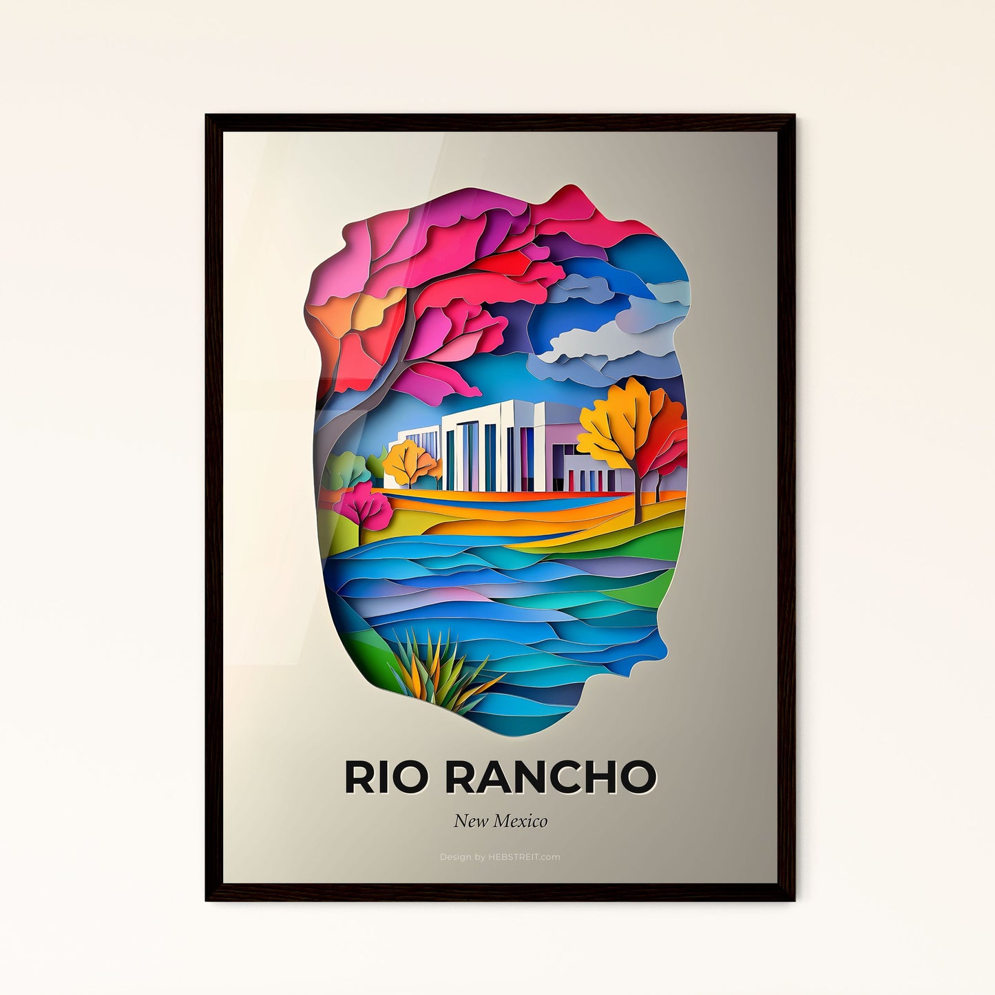 Vivid Rio Rancho, New Mexico - a paper cut of a building and trees