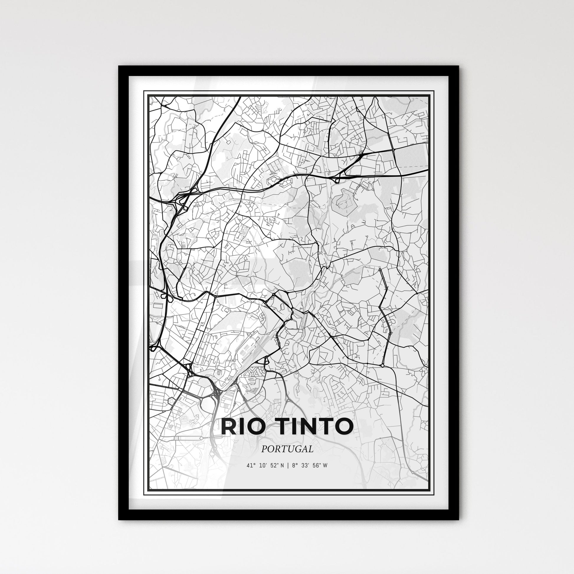 Rio Tinto Portugal - Scandinavian Style City Map for Modern Home Decor