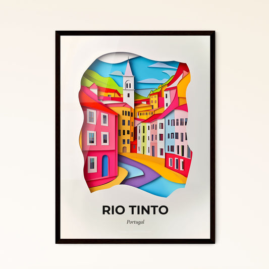 Vivid Rio Tinto, Portugal - a paper cut of a city with a river