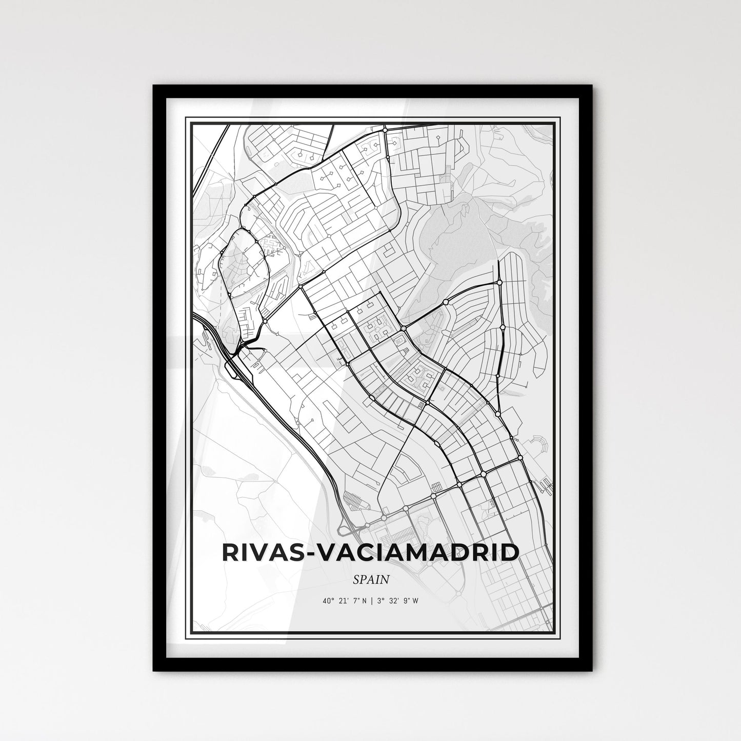 Rivas-Vaciamadrid Spain - Scandinavian Style City Map for Modern Home Decor