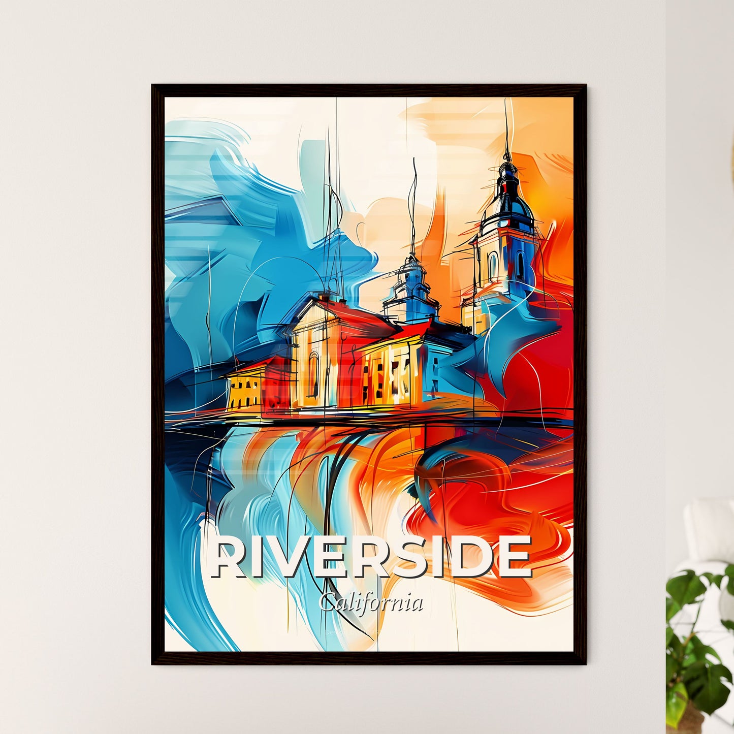 Vibrant Riverside, California - A Colorful Painting Of A Building