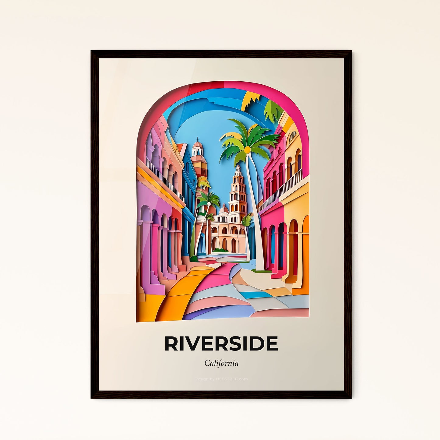 Vivid Riverside, California - a colorful city street with a palm tree