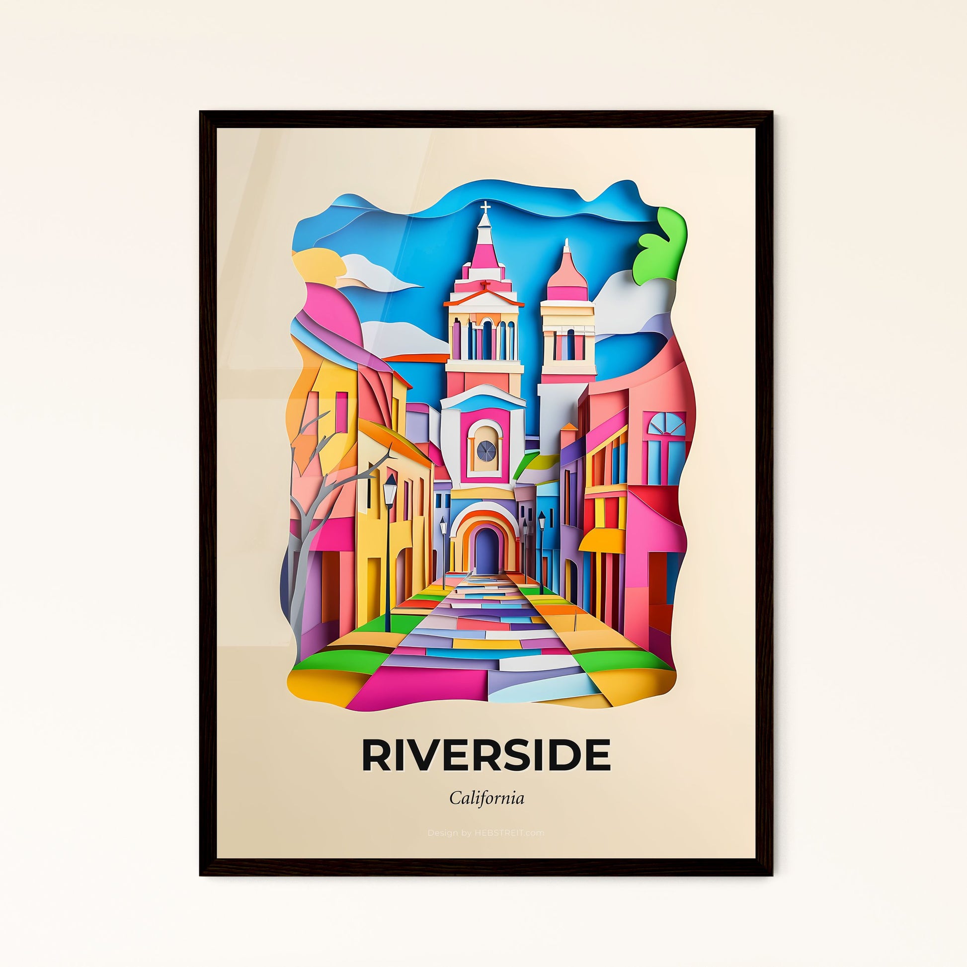 Vivid Riverside, California - a colorful city with a clock tower on a building