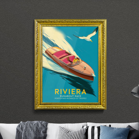 Riviera Runabout Race: Luxury Boating Adventure Across Portofino, Monaco, and St. Tropez in Vibrant Style.
