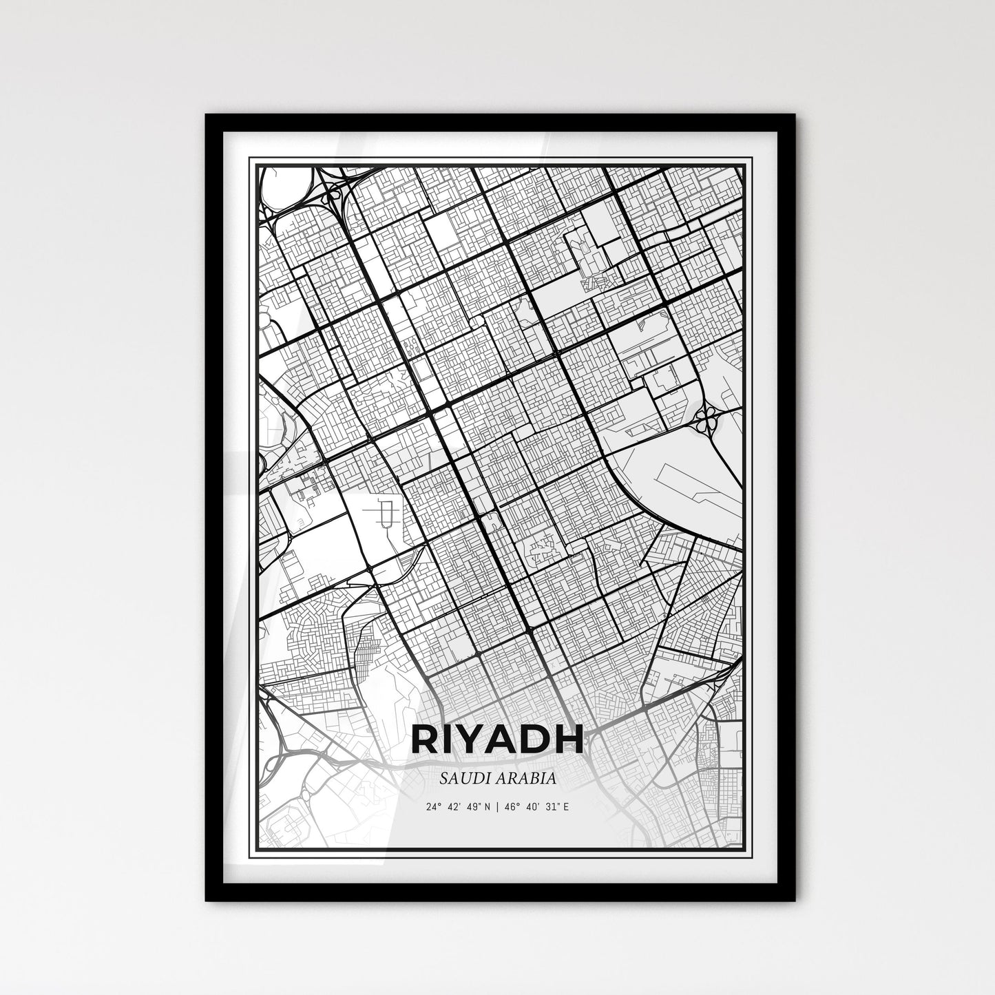 Riyadh Saudi Arabia - Scandinavian Style City Map for Modern Home Decor