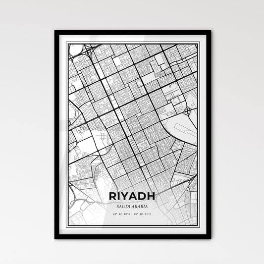 Riyadh Saudi Arabia - Scandinavian Style City Map for Modern Home Decor