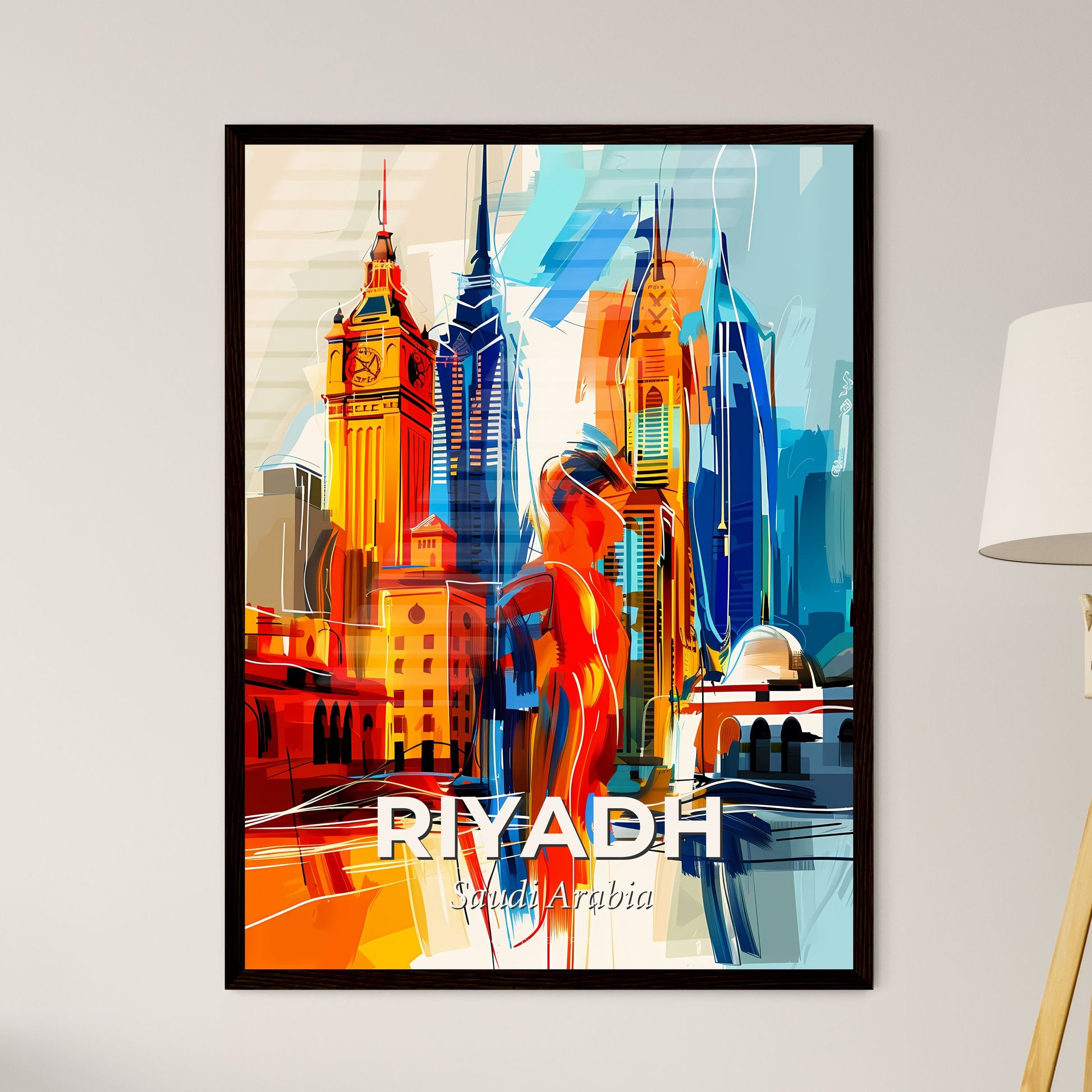 Vibrant Riyadh, Saudi Arabia - A Painting Of A City