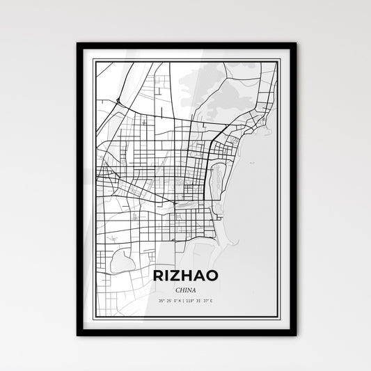 Rizhao China - Scandinavian Style City Map for Modern Home Decor