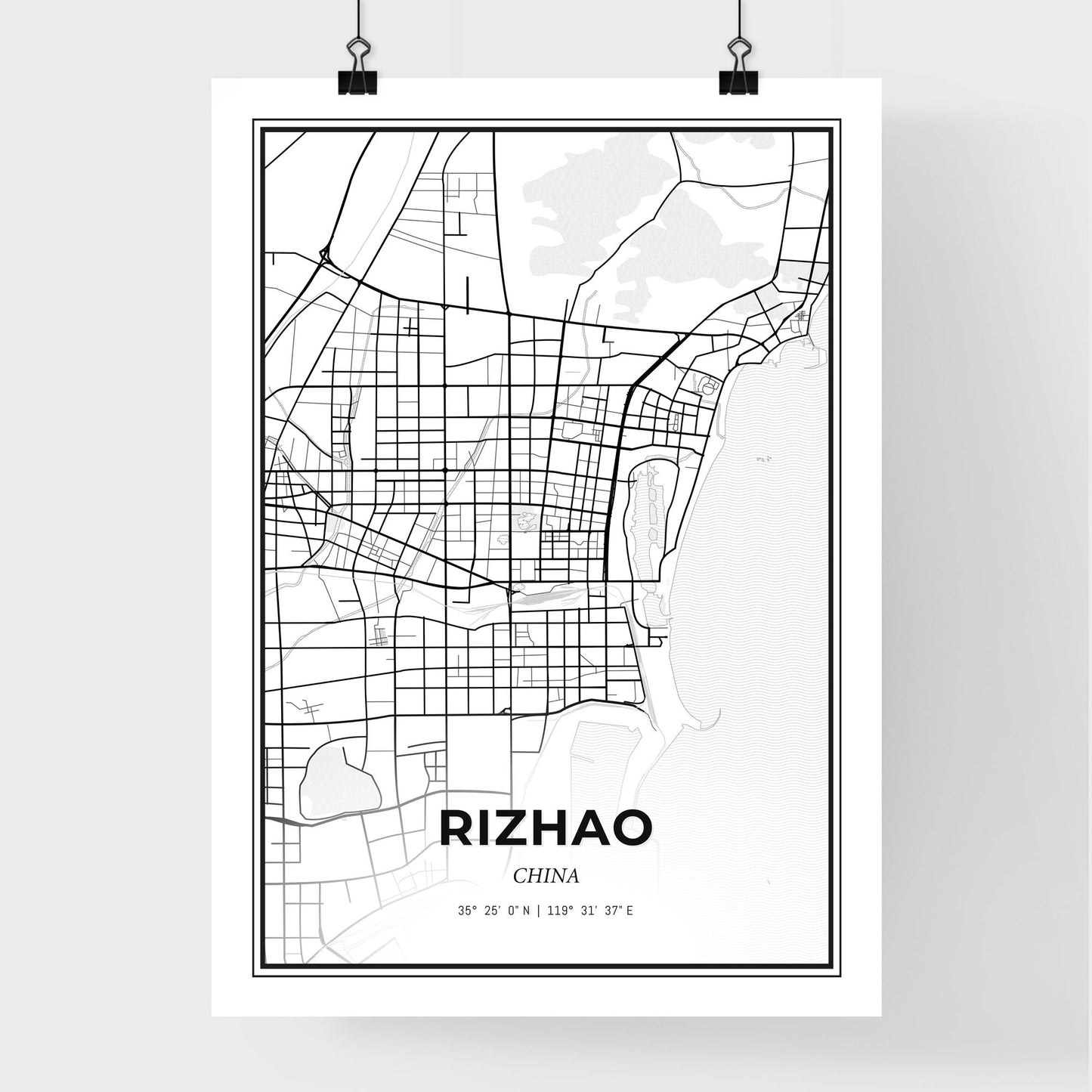 Rizhao China - Premium City Map Poster