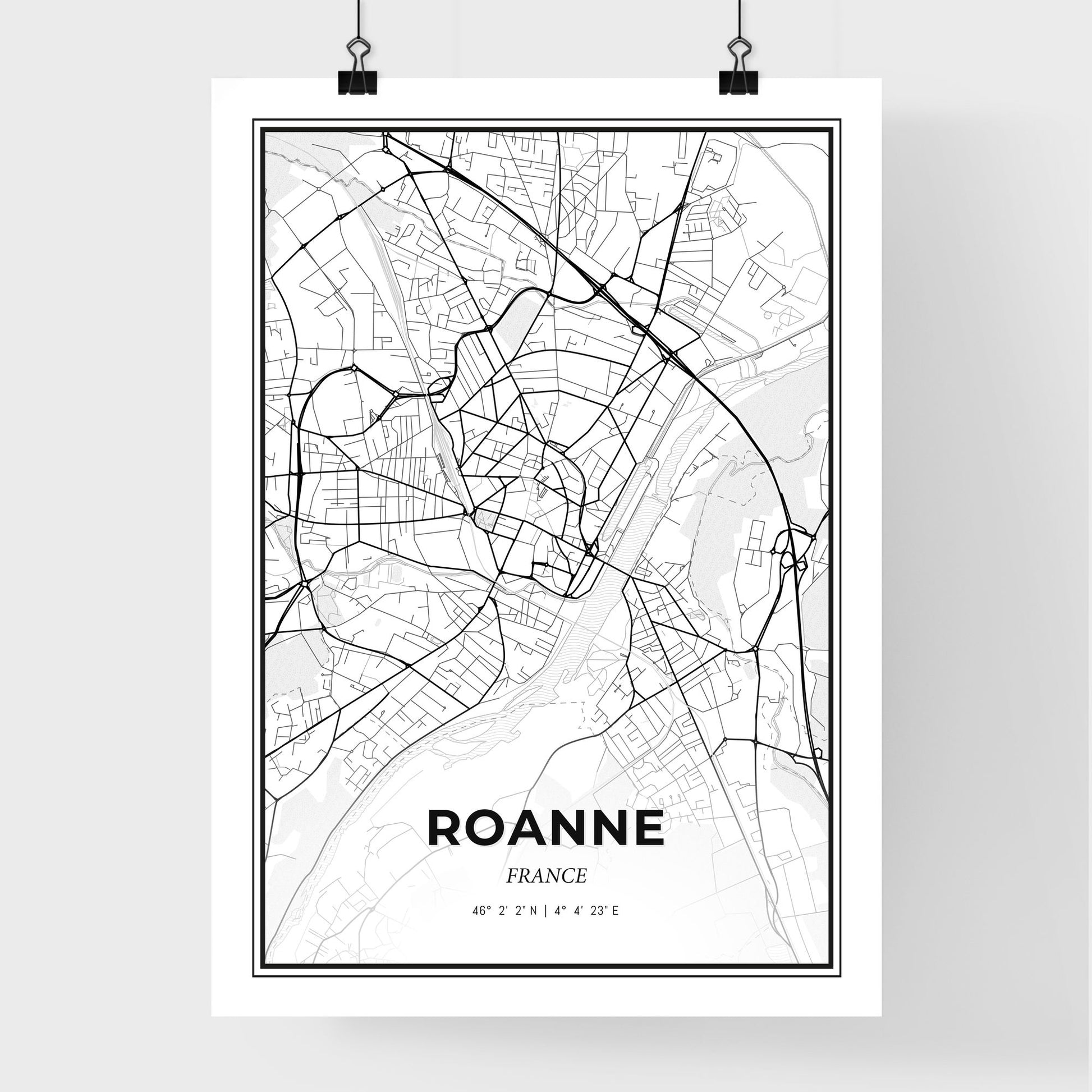 Roanne France - Premium City Map Poster