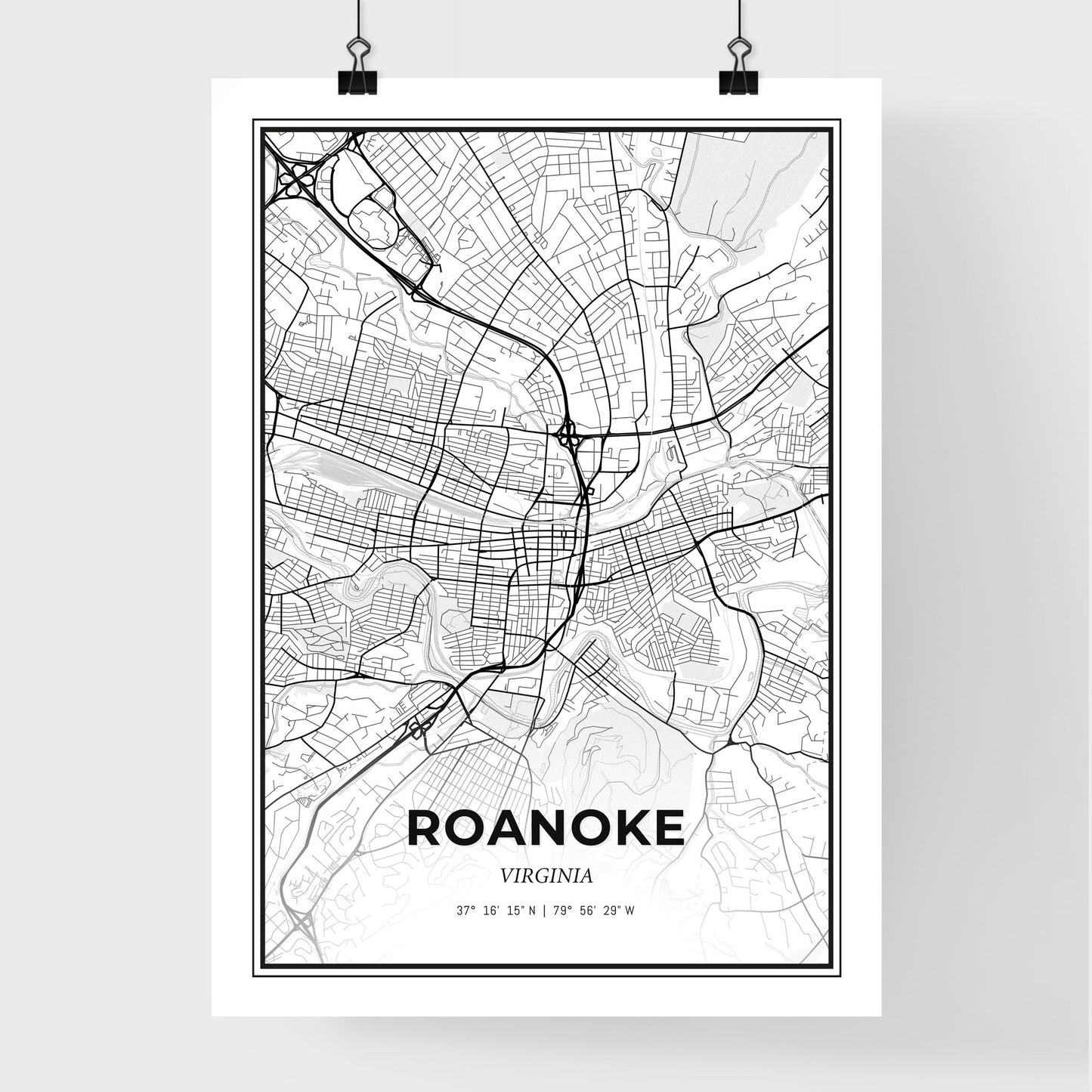 Roanoke Virginia - Premium City Map Poster