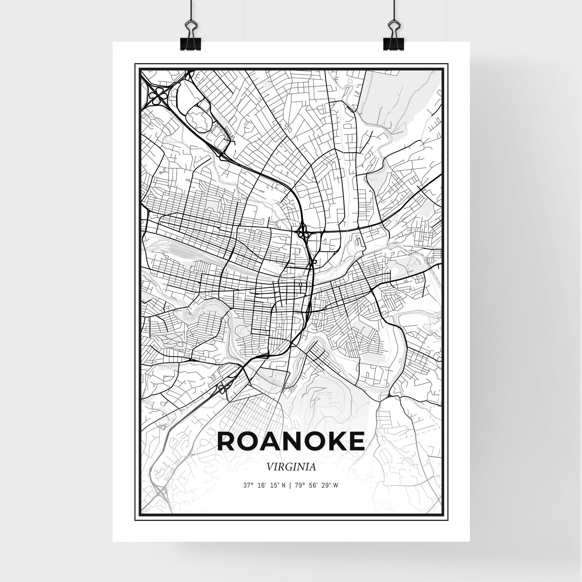 Roanoke Virginia - Premium City Map Poster