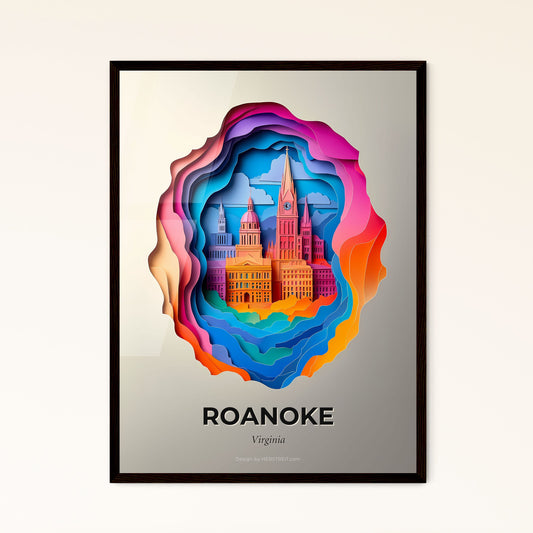 Vivid Roanoke, Virginia - a paper cut of a city with a clock tower