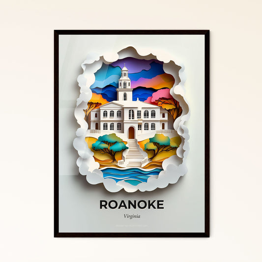 Vivid Roanoke, Virginia - a paper cut of a building with a clock tower