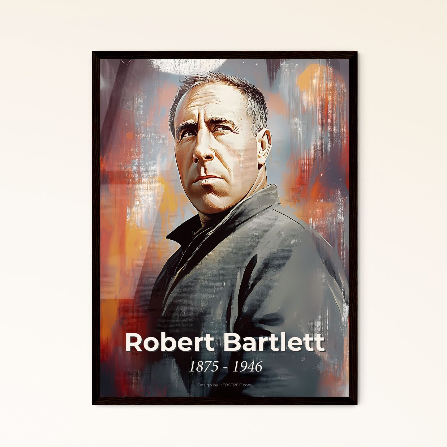 Portrait of Robert Bartlett, 1875 - 1946. Impressionistic painting of a man looking up with a serious expression.