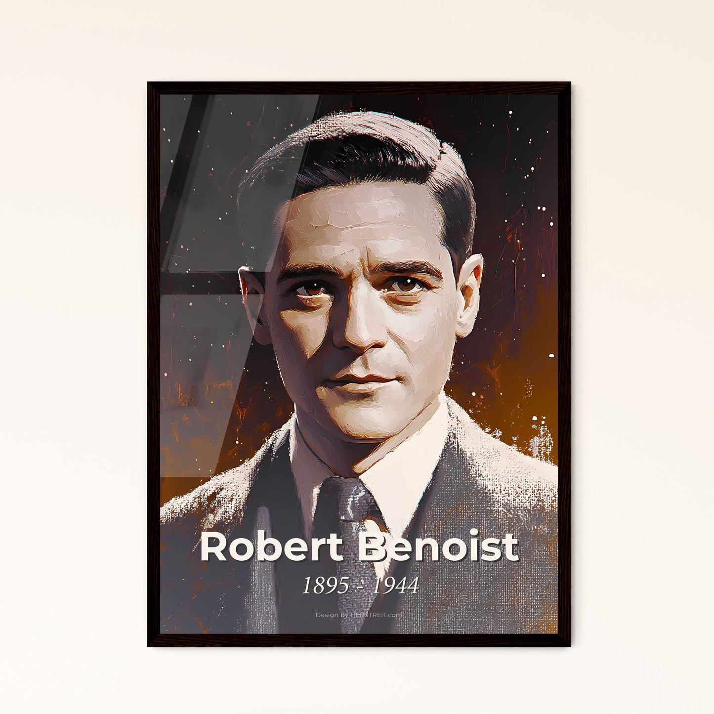 Portrait of Robert Benoist, 1895 - 1944. Impressionistic painting of a man in a suit and tie.