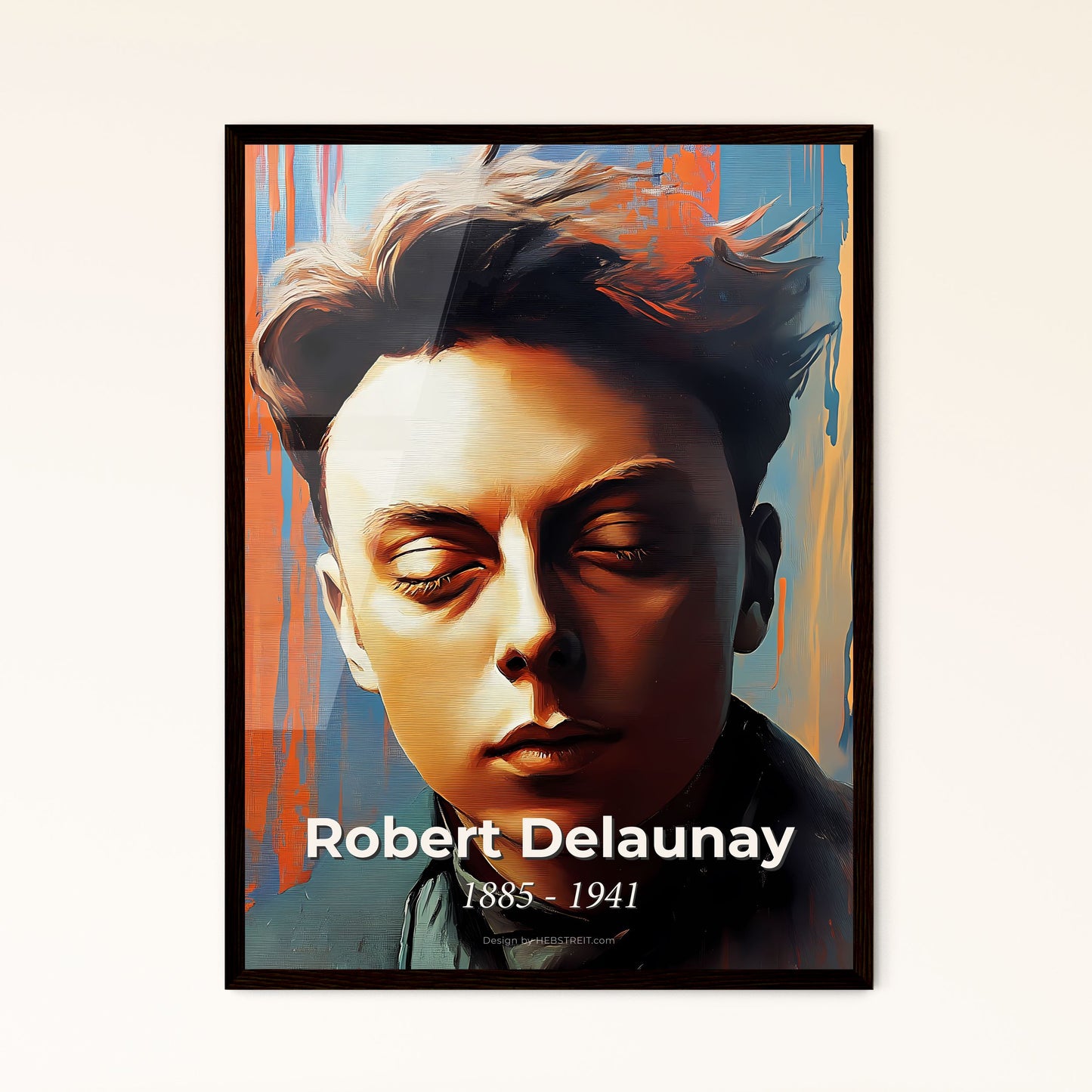 Portrait of Robert Delaunay, 1885 - 1941. Impressionistic painting of a man with his eyes closed.