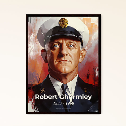 Portrait of Robert Ghormley, 1883 - 1958. Impressionistic painting of a man in a uniform.