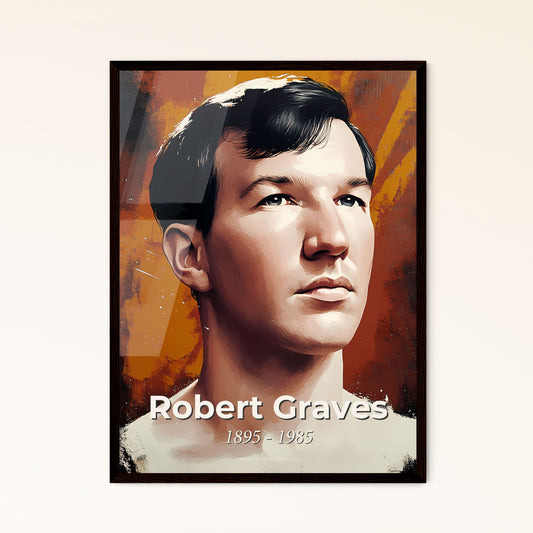 Portrait of Robert Graves, 1895 - 1985. Impressionistic painting of a man looking up with a serious expression.