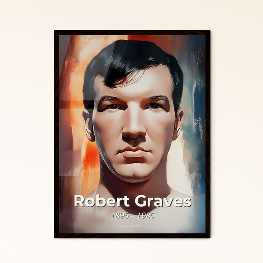 Portrait of Robert Graves, 1895 - 1985. Impressionistic painting of a man with short hair.