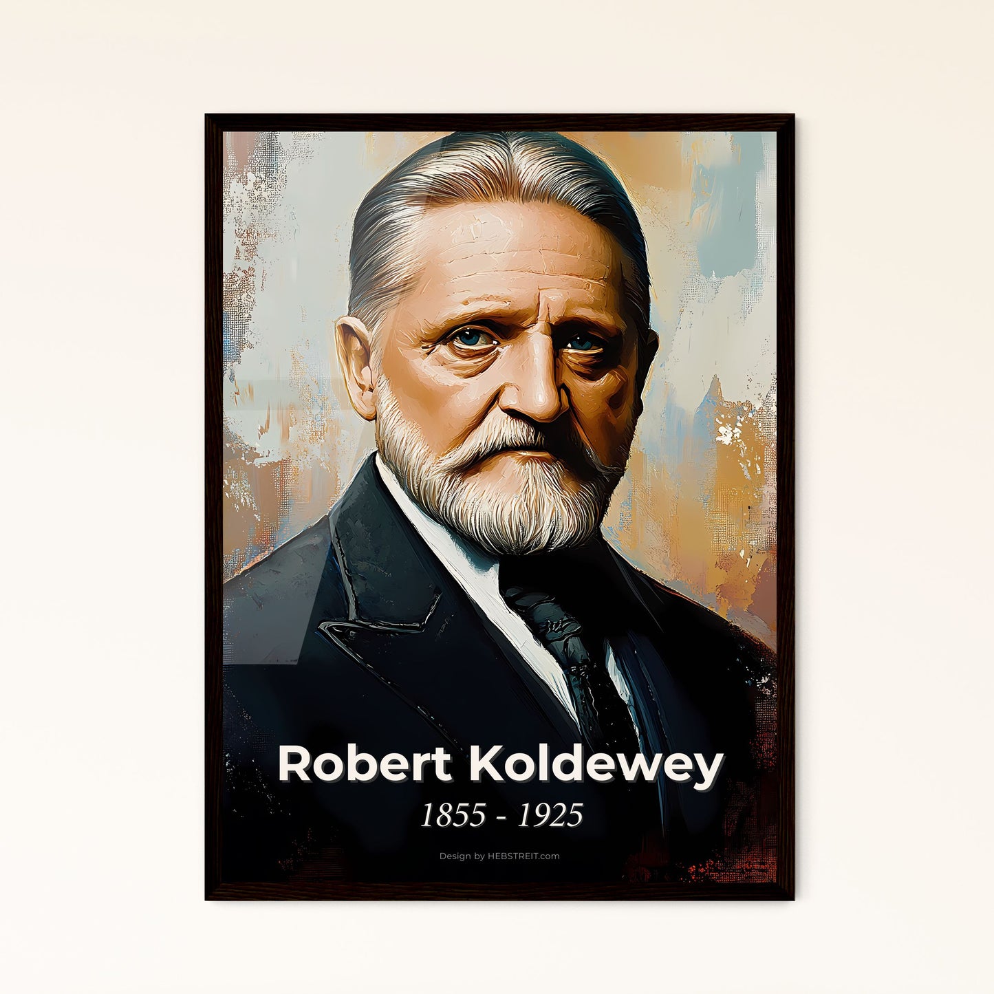 Portrait of Robert Koldewey, 1855 - 1925. Impressionistic painting of a man with a beard.