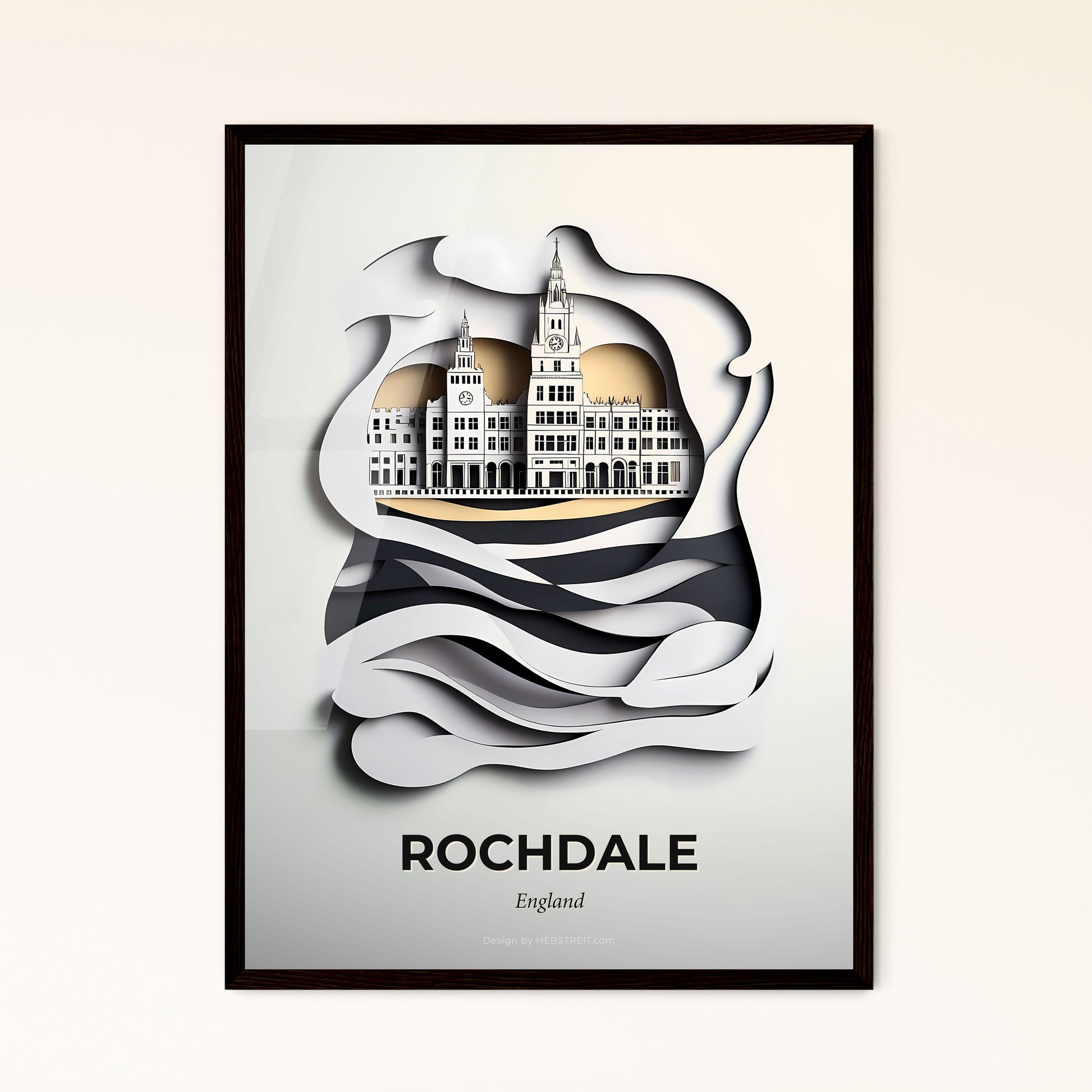 Vivid Rochdale, England - a paper cut of a city with a bridge