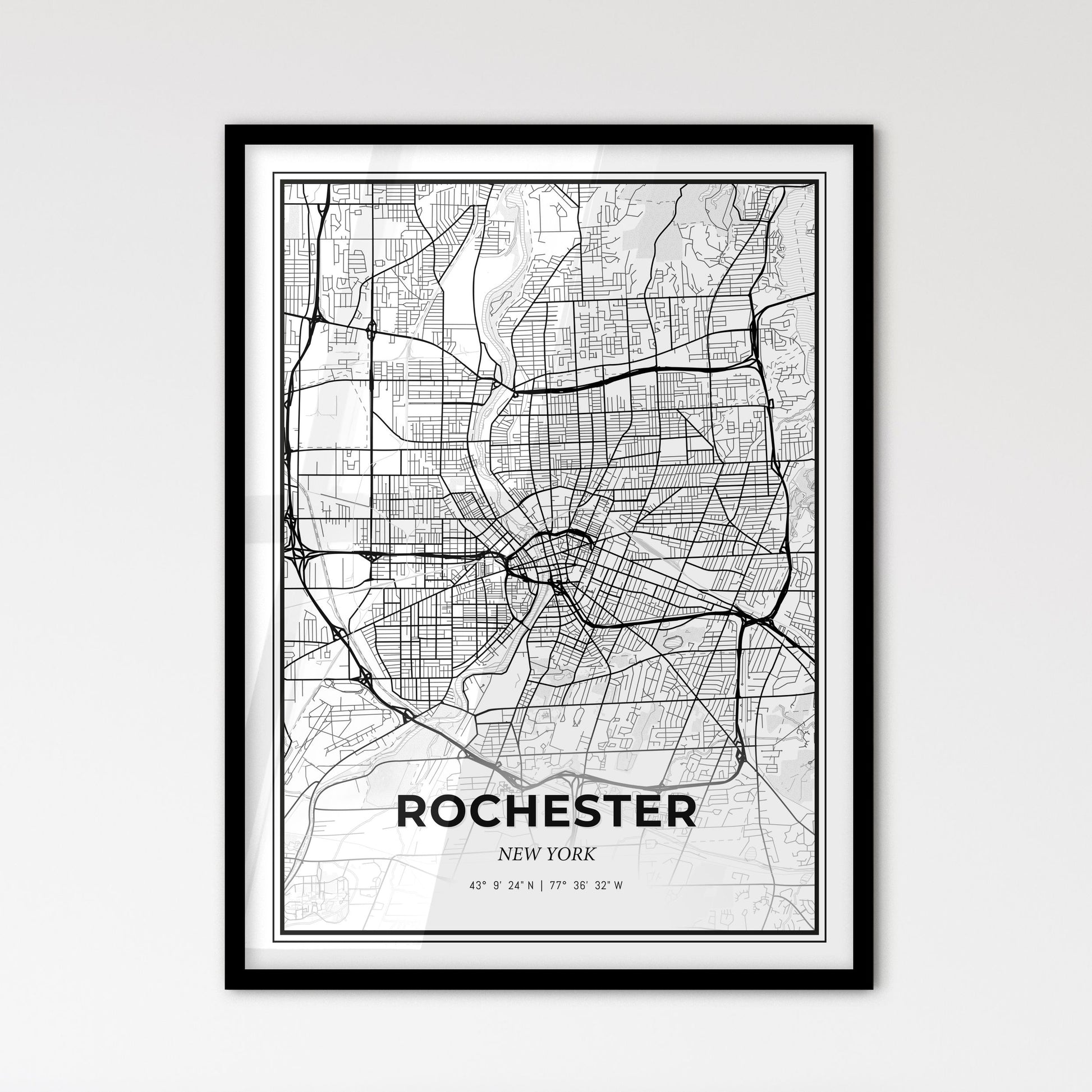 Rochester New York - Scandinavian Style City Map for Modern Home Decor