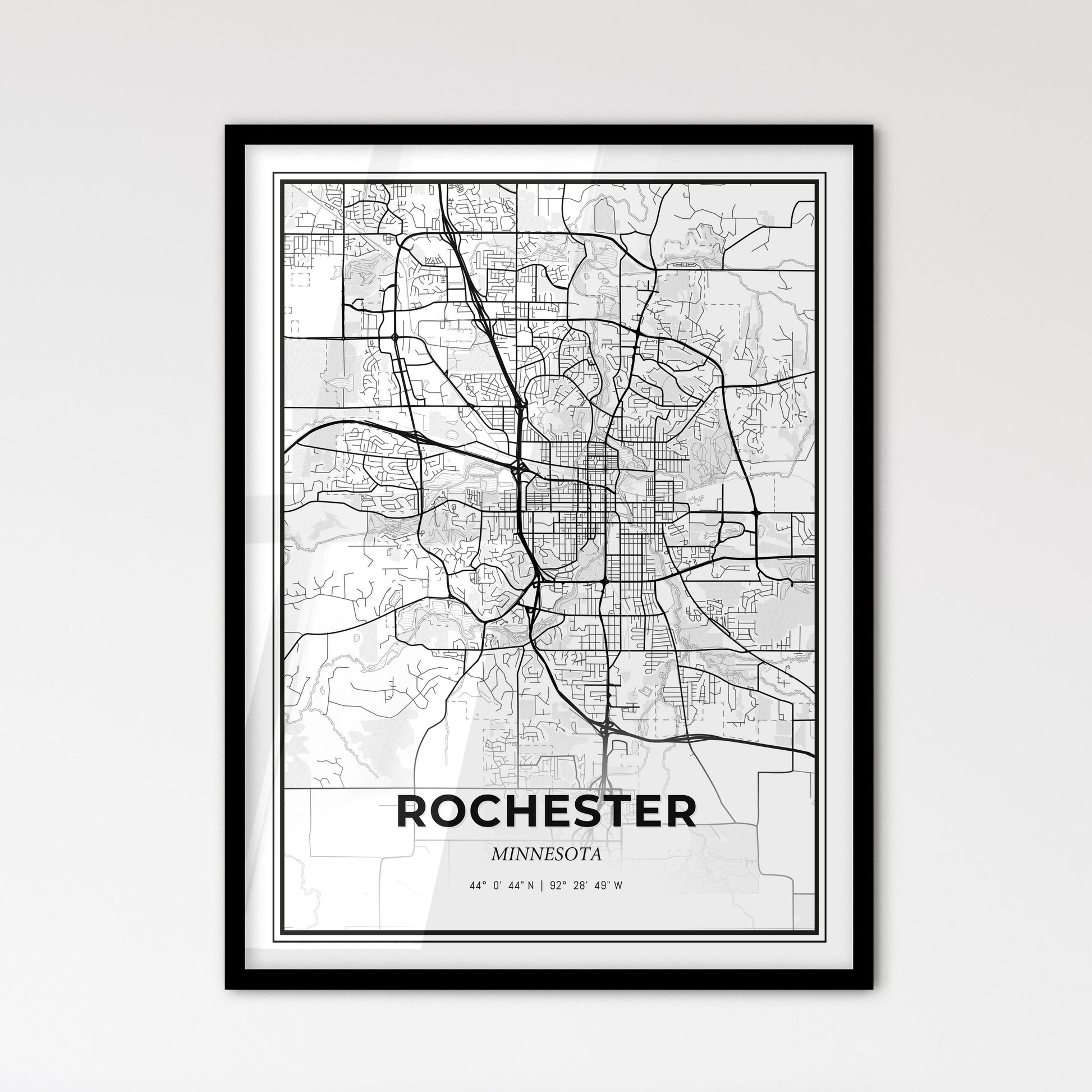 Rochester Minnesota - Scandinavian Style City Map for Modern Home Decor