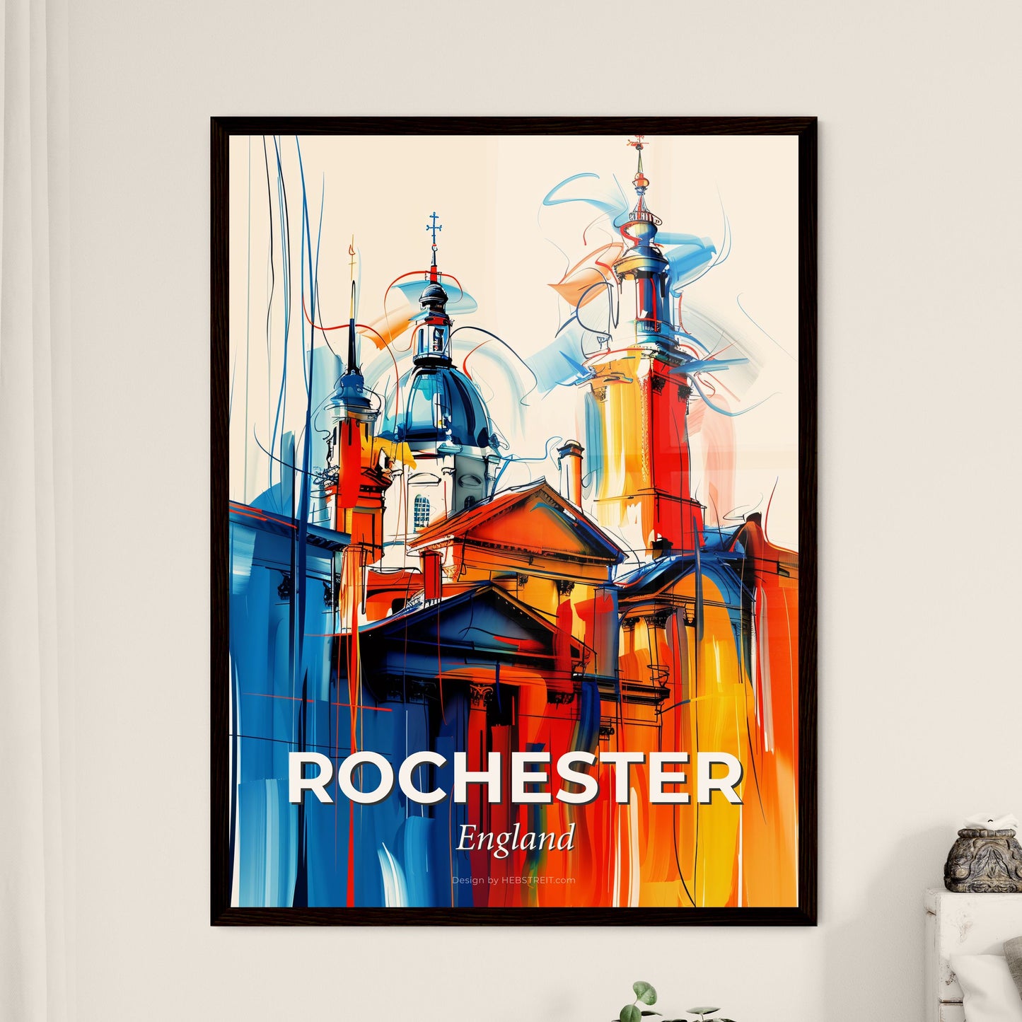 Vibrant Rochester, England - A Painting Of A Building With Towers