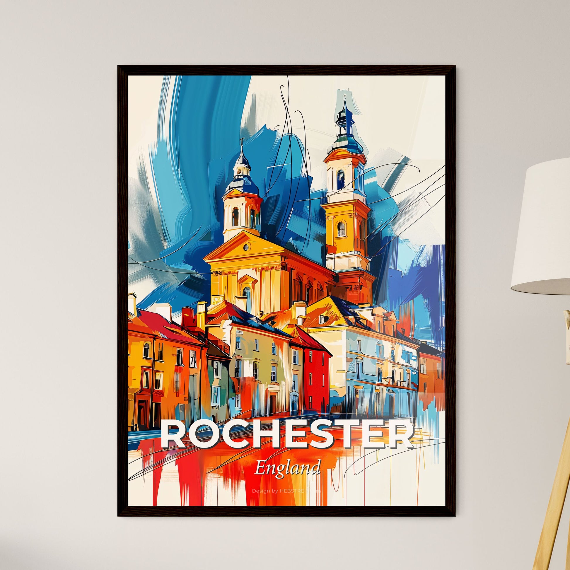 Vibrant Rochester, England - A Painting Of A Building With Towers