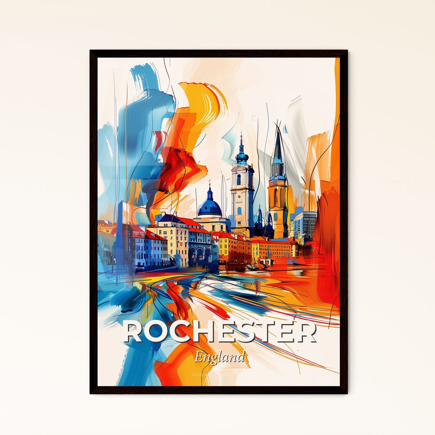 Vibrant Rochester, England - A Colorful Painting Of A City