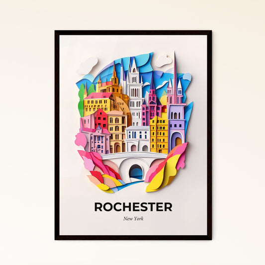 Vivid Rochester, New York - a paper cut of a city with a bridge