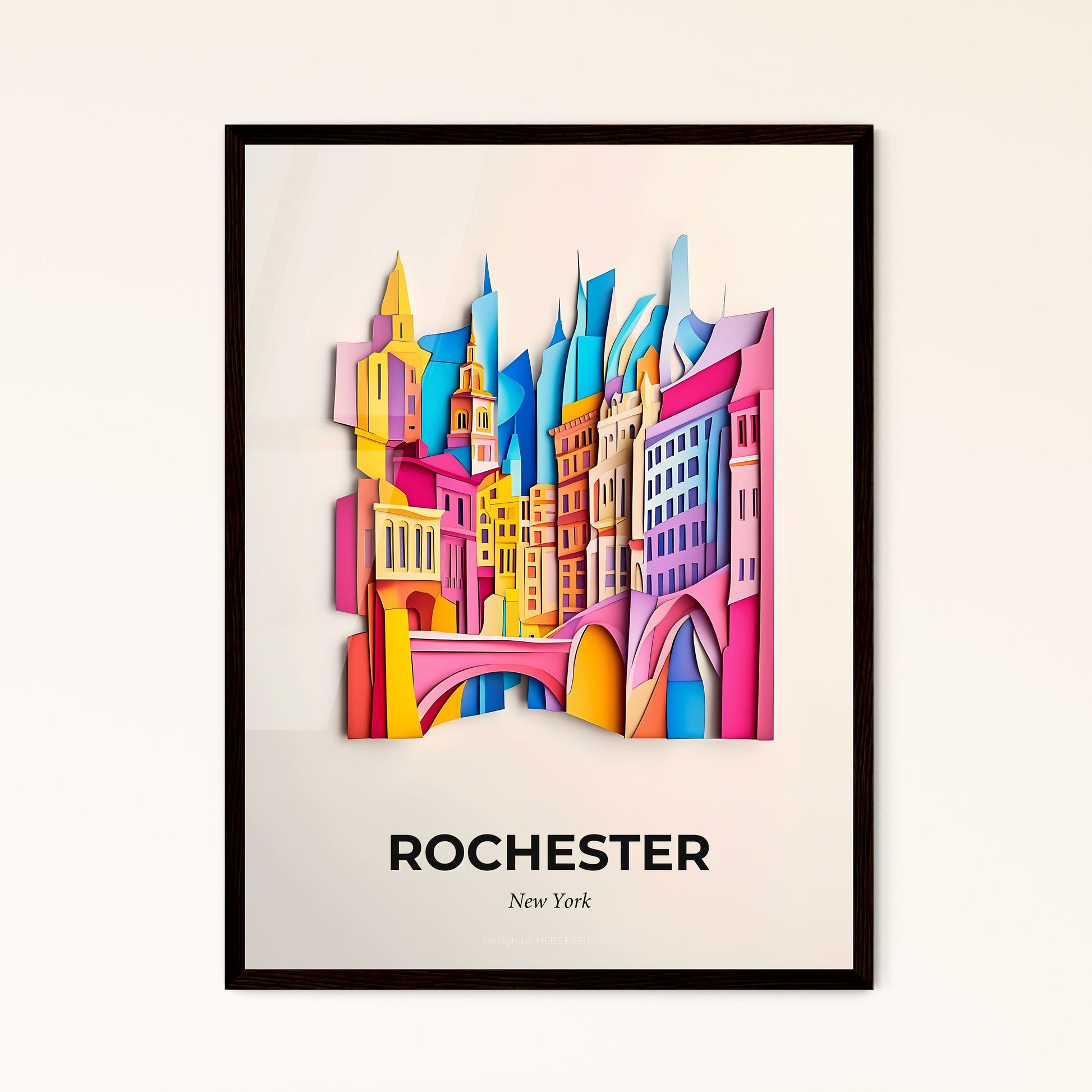 Vivid Rochester, New York - a colorful city with a bridge and buildings