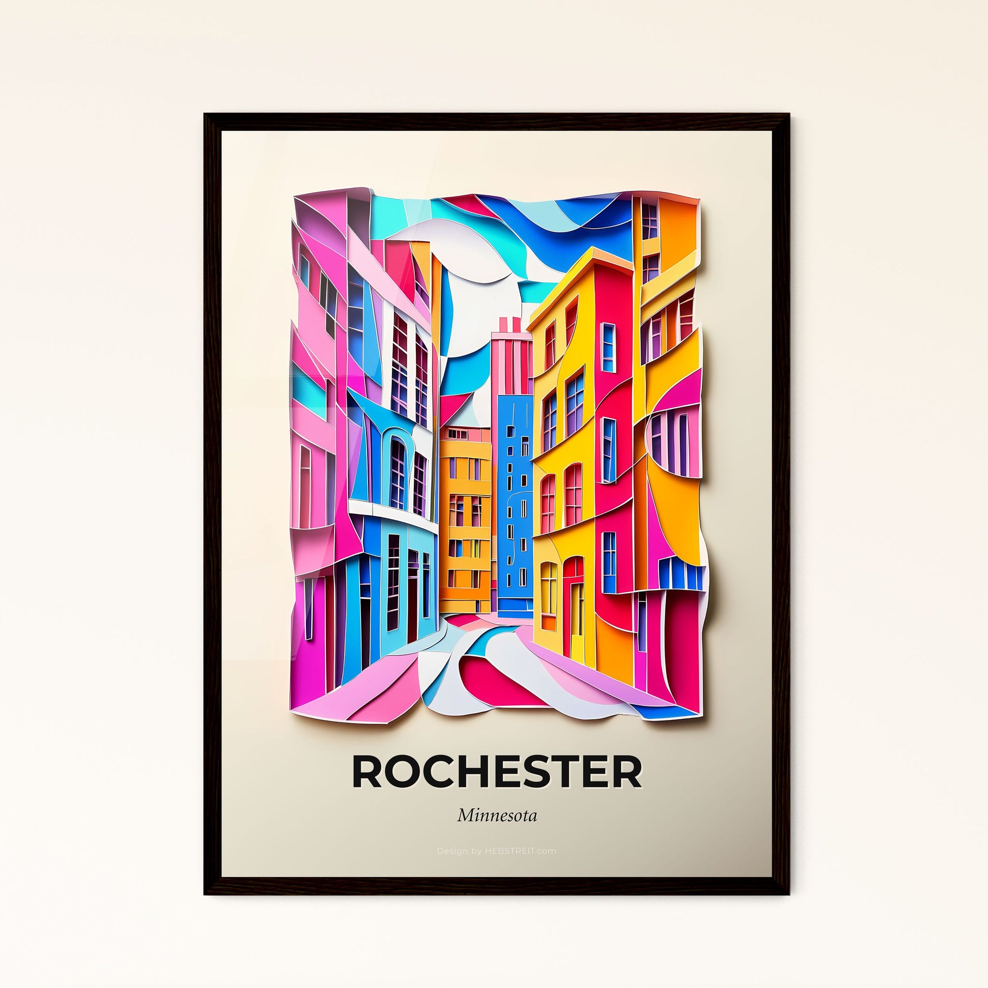 Vivid Rochester, Minnesota - a colorful cityscape with a clock on the top