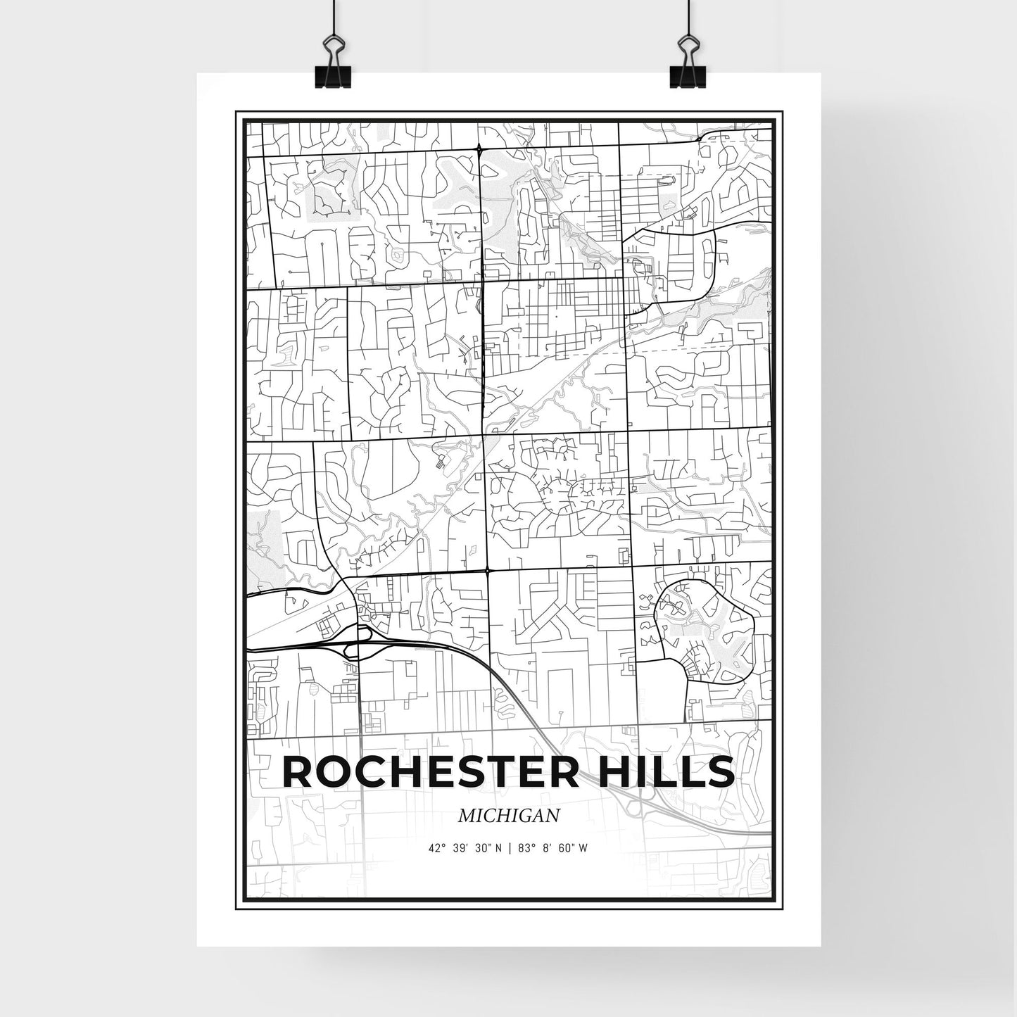 Rochester Hills Michigan - Premium City Map Poster