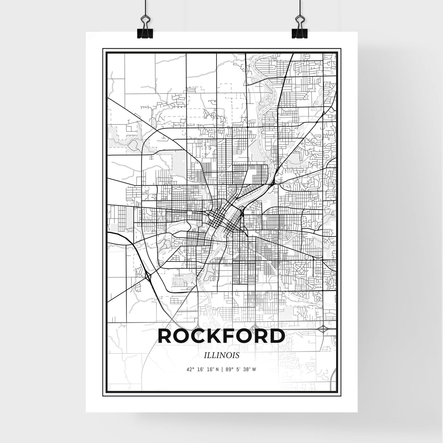 Rockford Illinois - Premium City Map Poster