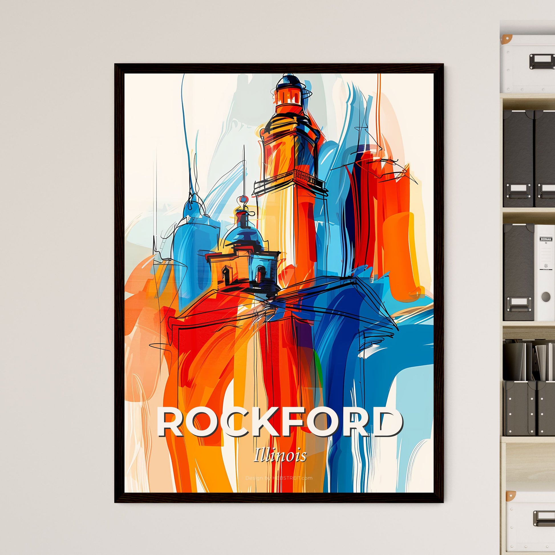 Vibrant Rockford, Illinois - A Painting Of A Building With Towers