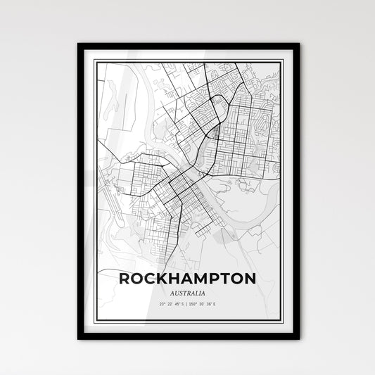 Rockhampton Australia - Scandinavian Style City Map for Modern Home Decor