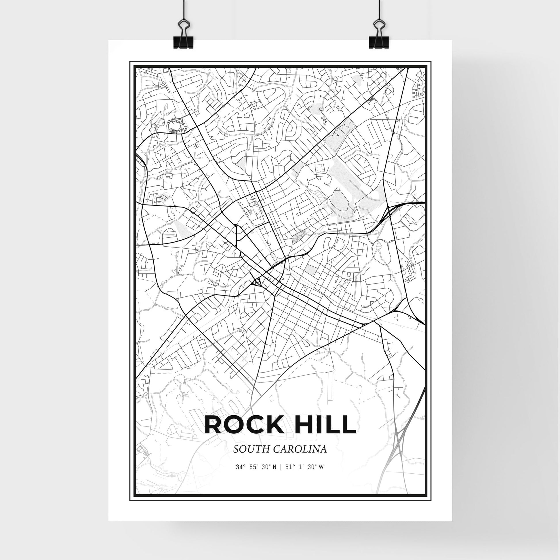 Rock Hill South Carolina - Premium City Map Poster