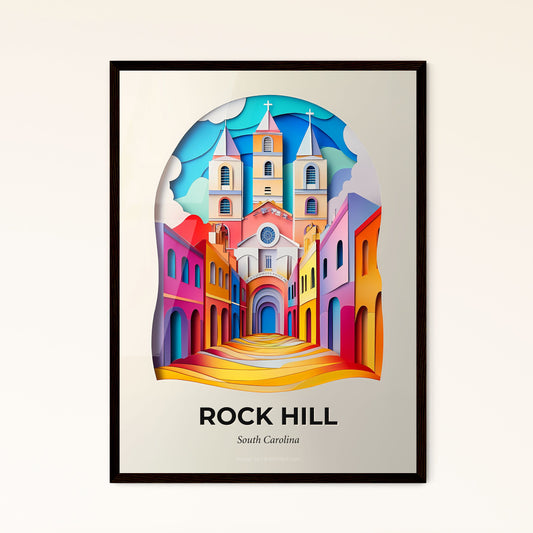 Vivid Rock Hill, South Carolina - a colorful city with a clock tower in the middle