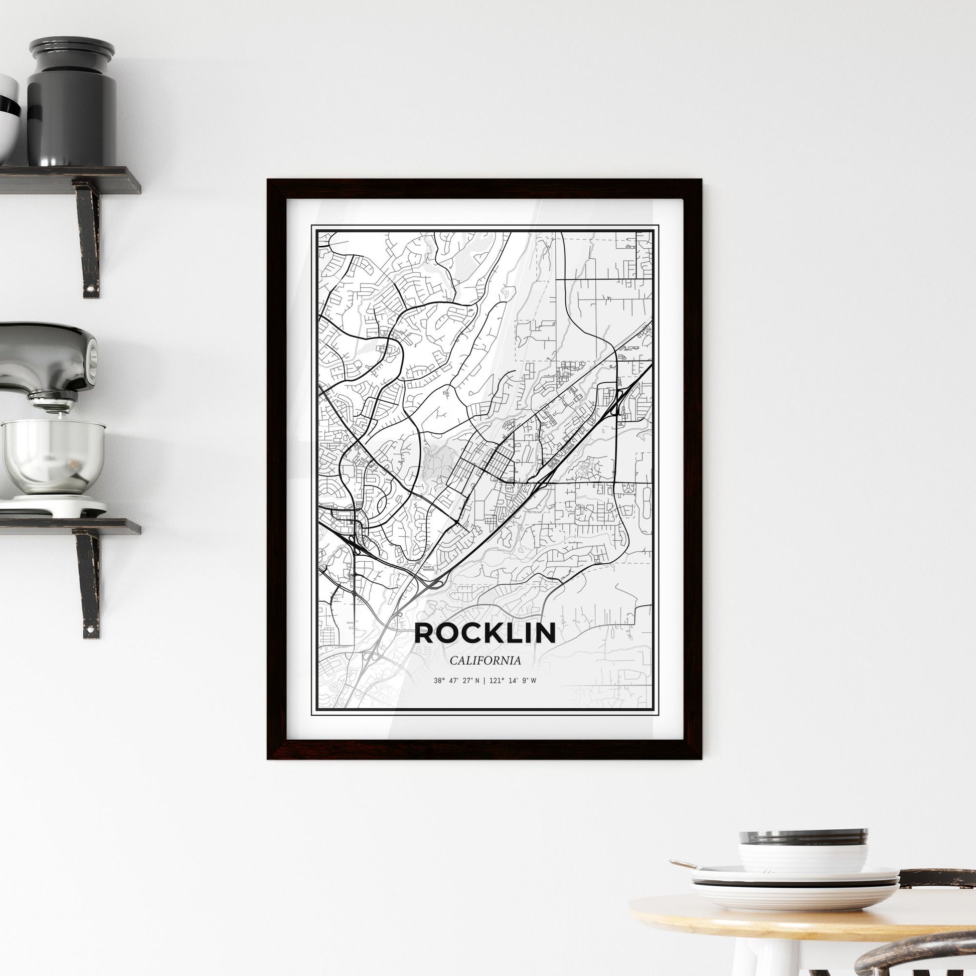 Rocklin California - Minimal City Map