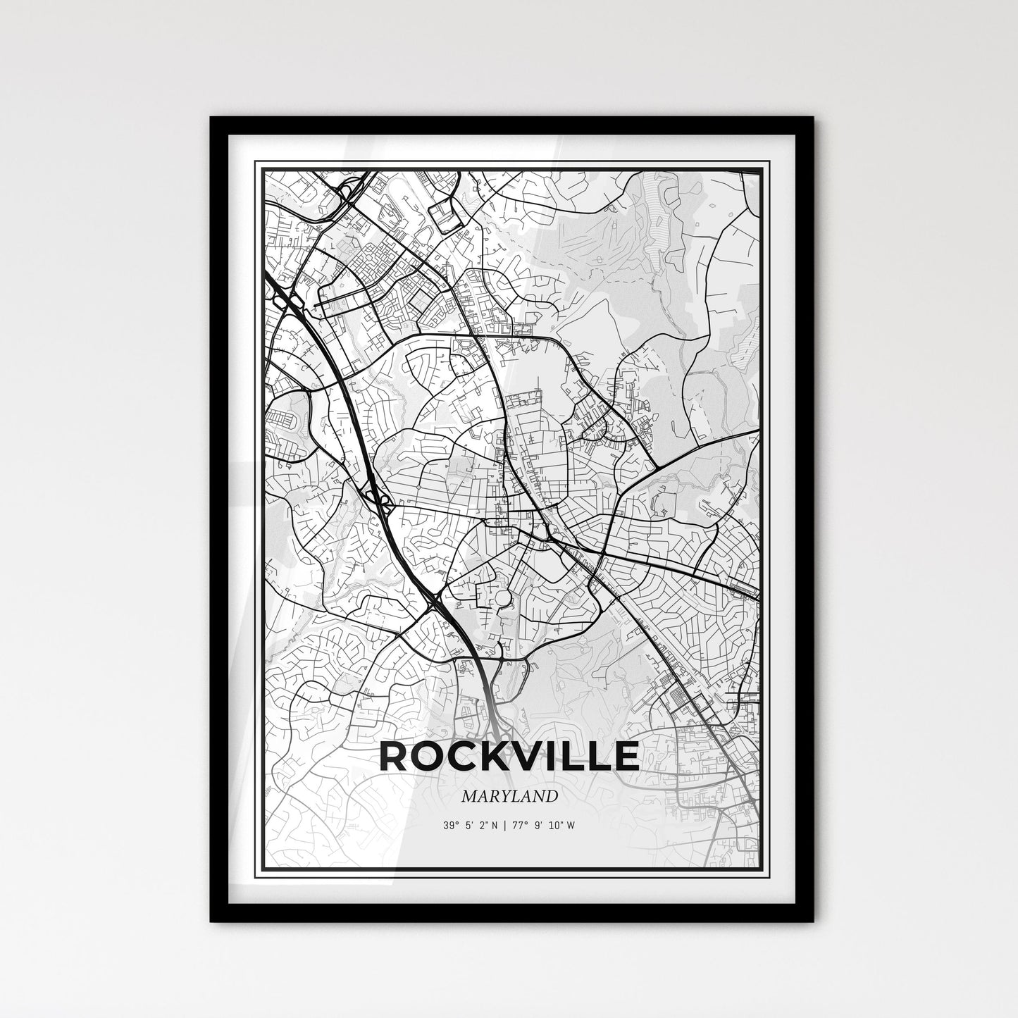 Rockville Maryland - Scandinavian Style City Map for Modern Home Decor