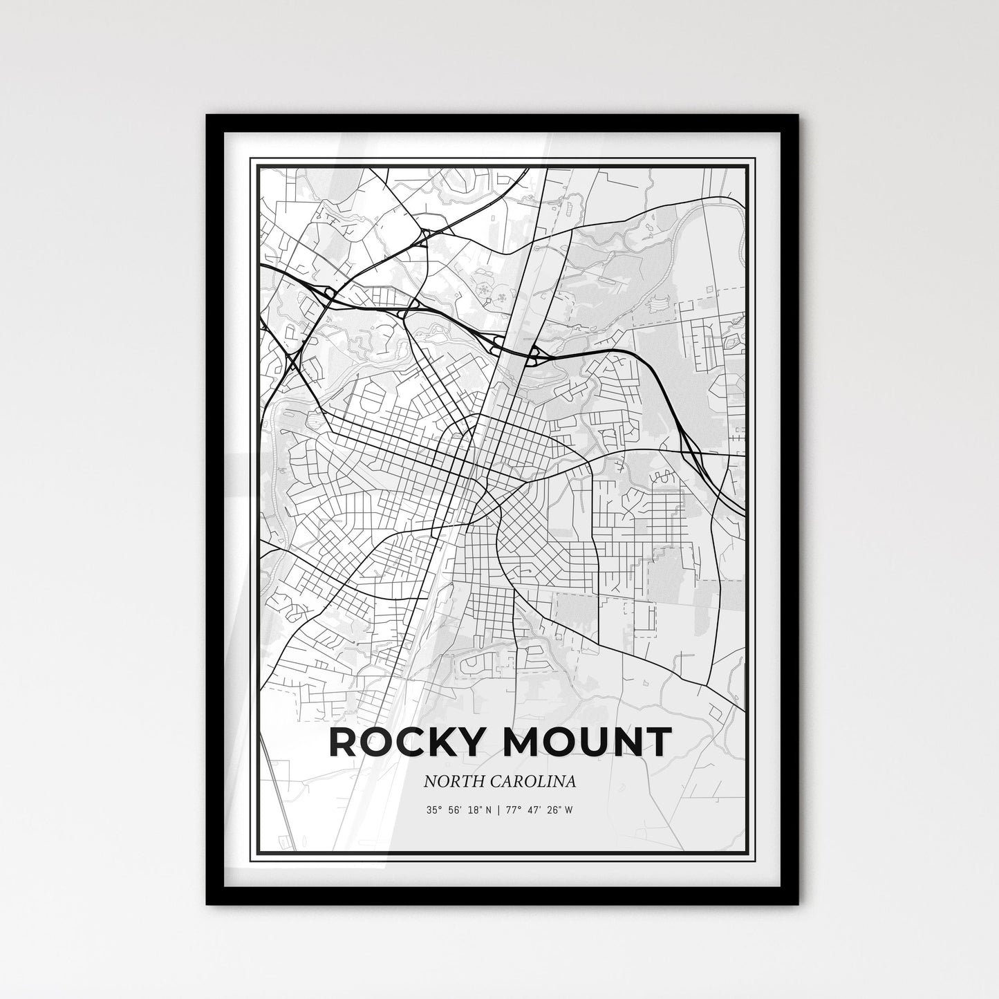 Rocky Mount North Carolina - Scandinavian Style City Map for Modern Home Decor