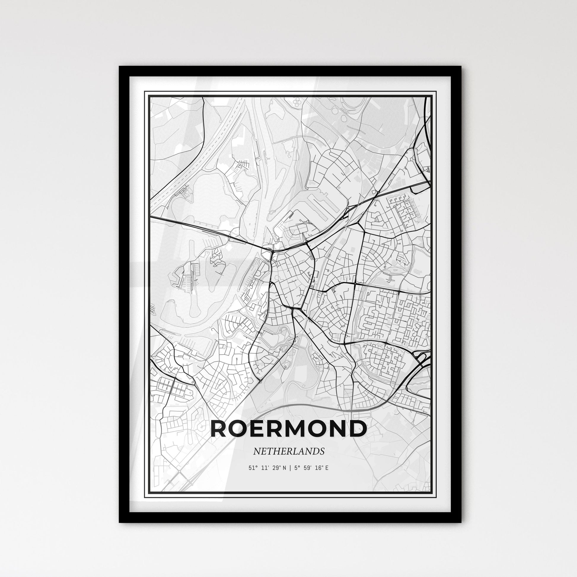  Roermond Netherlands - Scandinavian Style City Map for Modern Home Decor