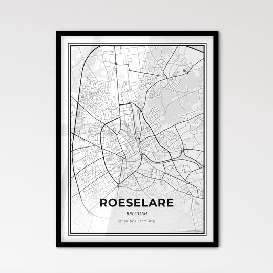 Roeselare  Belgium - Scandinavian Style City Map for Modern Home Decor