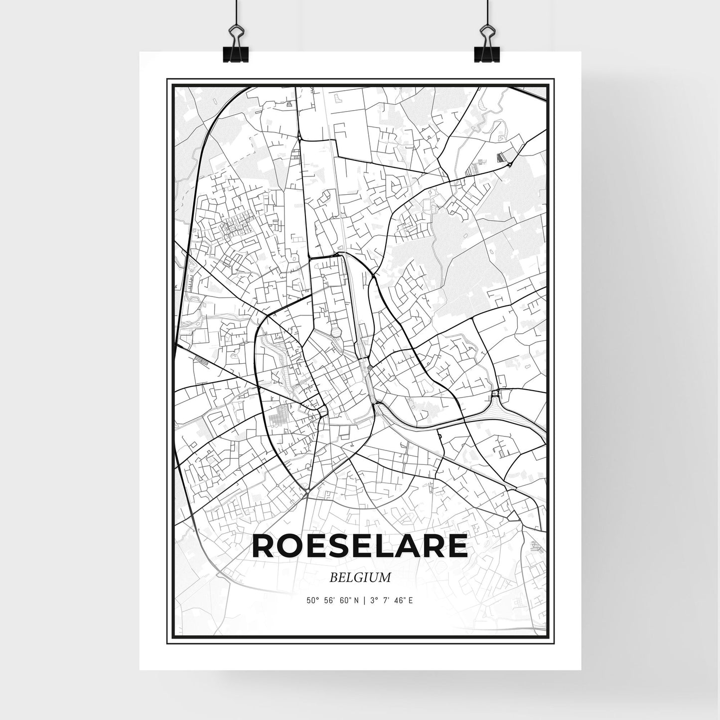 Roeselare  Belgium - Premium City Map Poster