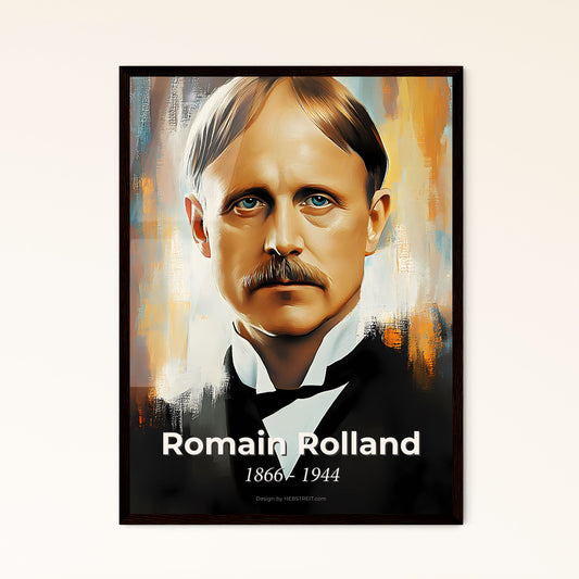 Portrait of Romain Rolland, 1866 - 1944. Impressionistic painting of a man with a mustache.